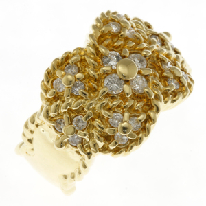リング 指輪 12号 18金 K18イエローゴールド ダイヤモンド 0.6ct 花 フラワーレディース 中古 美品