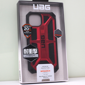 Apple iPhone 14, iPhone 13 (6.1インチ)用 URBAN ARMOR GEAR (UAG) 米軍MIL規格クリア 耐衝撃ケース MONARCH クリムゾン 本物 未開封品