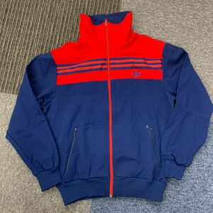 adidas アディダス 80's トラックジャケット ジャージ デサント ビンテージ 西ドイツ ブルー 紺 赤 ライン サイズ3