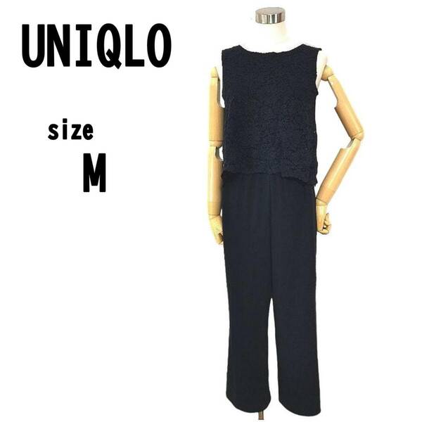 【M】UNIQLO ユニクロ レディース オールインワン ドレス風 エレガント