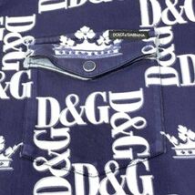 DOLCE&GABBANA ドルチェ&ガッバーナ デニムシャツ G5FY4B D&G柄 総柄 クラウン ネイビー サイズ表記41(Lサイズ相当) 送料無料_画像4