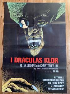 ★吸血鬼ドラキュラ★スウェーデン版コマーシャル用1sh★クリストファー・リー★初版イラスト★Horror of Dracula★Hammer Horror★