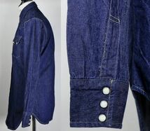 復刻 LEVI'S リーバイス ショートホーン デニム ウエスタンシャツ M アメリカ製 b7308_画像4