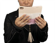 iPhone11 ケース 手帳型 iphone 11 アイホン11 かわいい カバー ストラップ ミラー ピンク 桃色 _画像9