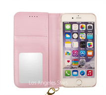 iPhone8 ケース 手帳型 アイフォン8 アイホン8 かわいい カバー ストラップ ミラー ピンク 桃色_画像2