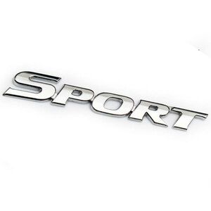 エンブレム 車 ステッカー Sport パーツ カー用品 3D アクセサリー ロゴ マーク バックドア 外装 Bタイプ 色シルバー 送料無料
