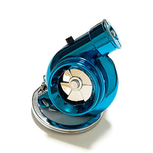 キーホルダー キーリング 鍵 カギ メンズ レディース ターボ タービン音付き LED ライト 車 オートバイ カーパーツ 色ブルー 送料無料