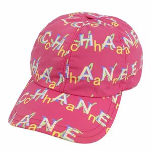 極美品 シャネル CHANEL 19P キャップ 帽子 ロゴ柄 ナイロン レディース イタリア製 ピンク cg11os-rm10f07426