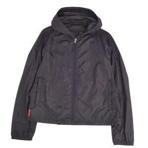 美品 プラダ スポーツ PRADA SPORT ジャケット パーカー ジップアップ ナイロン 無地 アウター メンズ XL ブラック cg11dn-rm05f07665