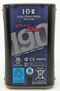 DUO-C190 レベル4(5段階評価中:IDX製TK-E1HGによる)IDX製Vマウント(V-lock)リチウムイオンバッテリー中古良品#888