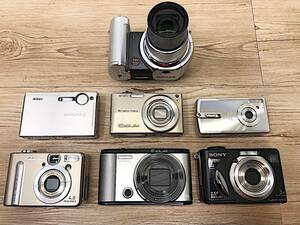 11/226 【ジャンク品】コンパクト デジタル カメラ まとめて 7点 SONY Canon Nikon CASIO ミノルタ DSC-W5 EXILIM HS QV-R4 PC1060 等