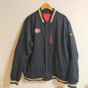 NIKE ナイキ NFL サンフランシスコ・フォーティナイナーズ 49ERS リバーシブルナイロンジャケット スタジャン 90s 3XL ブラック×レッド