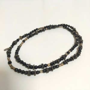 AMP JAPAN amplifier Japan beads necklace 3 ream bracele 2 ream anklet onyx free black ( black )× Gold 