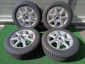 ★9-9.5分山★22年製★ トーヨーOBSERVE GIZ2 185/65R15　社外ホイール 15×6J +45 4H-100 4本セット スタッドレス アクア・ノート等　A807