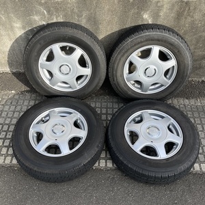 12インチ アルミホイール/タイヤセット★マルチピッチ PCD100 PCD110 PCD114.3 4J 145/80R12 LT 18年製 ★4本セット DUNLOP 軽バン 軽トラ