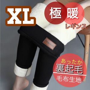 裏ボア 極暖レギンス レギパン スキニーパンツ 裏起毛 美脚タイツ 厚手 防寒 ブラック XL