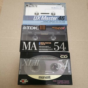 大阪発 カセットテープ 3本 SONY ソニー UX MASTER 46分 UX-MST 46 maxell XL Ⅱ　54分 XL2 ハイポジション TDK MA-54M メタル