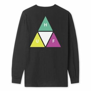 HUF Hi-Vis Prism Triple Triangle L/S T-Shirt Black S Tシャツ