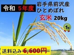 5年産 岩手米 ひとめぼれ 一等米 玄米 農家直送 減農薬