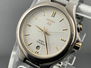 [A1224]1円～☆メンズ腕時計 SEIKO セイコー SPIRIT AGS チタン 5M22-7B80 ジャンク品