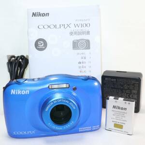 NIKON COOLPIX W100 ブルー ニコン コンデジ コンパクトカメラ k2467