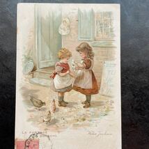 アンティーク　ポストカード 1906年 Helen Jackson ヴィクトリアン　シャビーシック　女の子　キャンディー　Tuck’s フランス_画像2