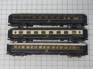 【ジャンク品】Rivarossi CIWL プルマン車4029+食堂車2871+寝台車Lx3532A 3両組（リバロッシNゲージ・オリエントエクスプレス）