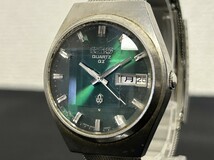 A3　SEIKO　セイコー　0923-8020　カットガラス　グリーン文字盤　デイデイト　メンズ腕時計　ブランド腕時計　クオーツ　ヴィンテージ_画像2
