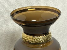 美品　A3　BOHEMIA Crystal　ボヘミア　クリスタル　花瓶　ブラウン×ゴールドカラー　チェコ製　ガラス工芸品　高さ約25.5㎝　元箱付_画像7