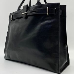 1円【美品・入手困難品】フルラ FURLA トートバッグ ビジネスバッグ ハンド レザー 本革 カーフスキン 黒 ブラック 大容量 A4収納◎ メンズ