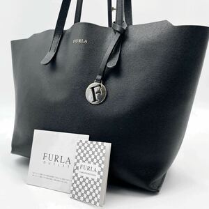 1円【極美品】FURLA フルラ トートバッグ ビジネスバッグ ショルダー ハンド ブラック 黒 レザー 本革 大容量 肩掛け◎ A4◎ メンズ