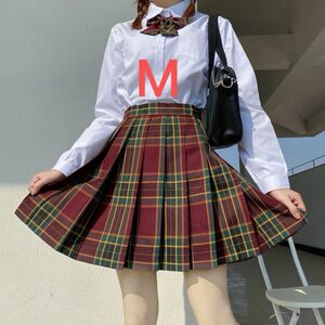 JK制服　コスプレ高校生　３点セット　M なっちゃんスカート　レッド系　 コスプレ 衣装 制服