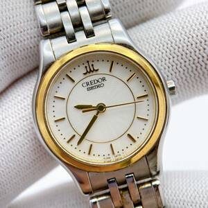 【1スタ】稼働 セイコー SEIKO クレドール CREDOR 18KT SS 腕時計 純正 シルバーステンレスベルト 4J85 0A20 動作