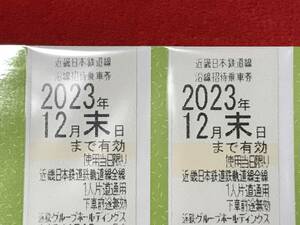 送料無料：近鉄株主優待乗車券２枚★最新2023年12月末まで有効沿線招待乗車券/伊勢志摩名古屋難波奈良京都吉野大阪