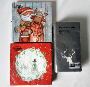 クリスマス新品ペーパーナプキン 3枚重ね ti-flair ティーフレア ドイツ製 IKEA北欧イケア 3種70枚