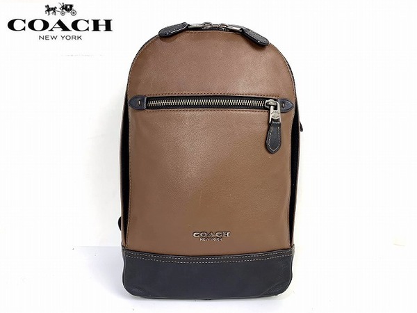 良品★送料無料★ コーチ メンズ COACH グラハム スムース レザー スリング パック ボディバッグ ショルダー