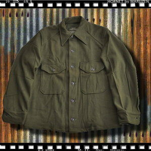 SHIRT,FIELD,WOOL,OLIVE GREEN-108 アメリカ軍放出実物 デッドストックウールシャツ　サイズ表示MEDIUM　未使用防寒シャツ