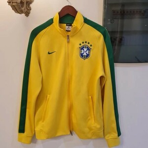 NIKE ナイキ トラックジャケット BRASIL ブラジル メンズLL(XL) サッカー ジャージ イエロー/グリーン アンセムジャケット