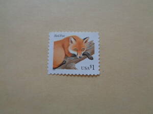 アメリカ切手　1998年か2002年が発行年　 Red Fox (Vulpes vulpes)　アカギツネ　　1ドル