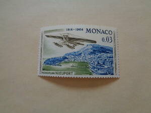 モナコ切手　1964年　 First flight rally to Monaco, 50th anniversary　 Plane 「Nieuport」 over Monte Carlo　ニューポール　0.03