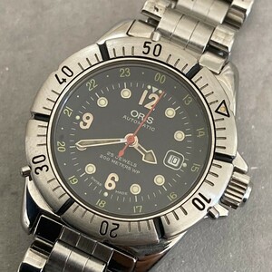 ◆稼動品◆美品◆ ORIS オリス 自動巻 黒文字盤　25石 デイト 7426 サファイアクリスタル ステンレス メンズ ボーイズ 腕時計