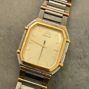 ◆人気◆ SEIKO セイコー クォーツ CREDOR クレドール 7771-5011 SS×22K ゴールド文字盤 スクエア メンズ 腕時計