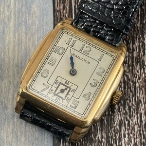 ◆稼働品◆良品◆ ハミルトン　HAMILTON ゴールド 1930年代 アンティーク ヴィンテージ スクエア 手巻き メンズ 腕時計