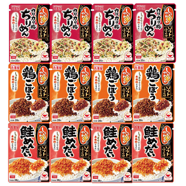 ■丸美屋 ソフトふりかけ カリカリ梅ちりめん・鶏ごぼう・鮭めんたい 3種12袋