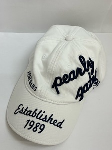 (I09504) パーリーゲイツ/PEARLY GATES　ロゴ　キャップ ゴルフ　 帽子 　メンズ 　ホワイト　サイズM