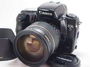 ★並品★ CANON キヤノン EOS 5 QUARTZ DATE + TAMRON AF 28-200mm F3.8-5.6 ★動作OK、ベタつき★＠2278