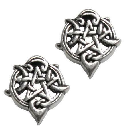 DD: Silver Heart Pentacle Stud Earrings