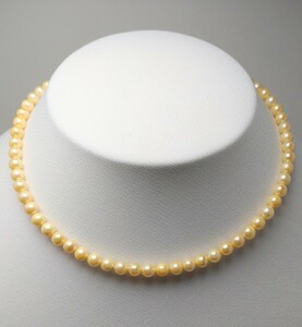 ∮真珠専門館∮ アコヤ真珠 5.5-6.0mm ネックレス イエロー 5㎝アジャスター 大特価（税込み価格）