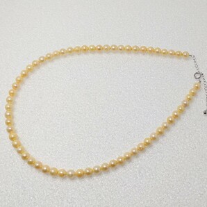 ∮真珠専門館∮ アコヤ真珠 5.5-6.0mm ネックレス イエロー 5㎝アジャスター 大特価（税込み価格）の画像2