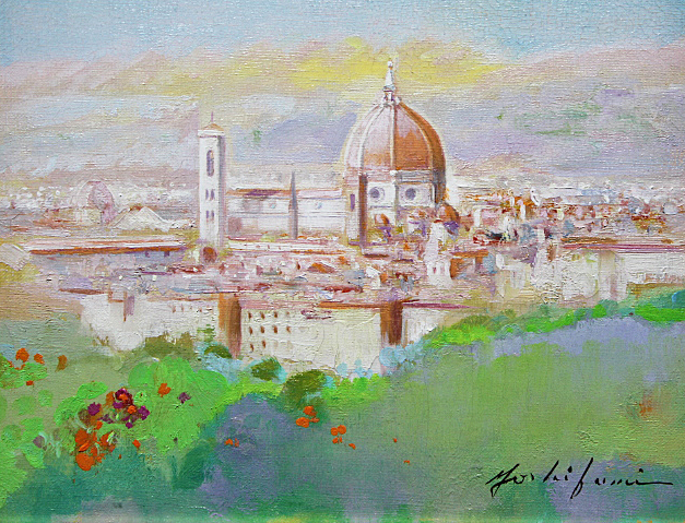 ■⑤Yoshifumi Watanabe■ Un cuadro [Paisaje de Florencia] Cuadro al óleo nº 3 Firmado a mano Autenticidad garantizada, cuadro, pintura al óleo, Naturaleza, Pintura de paisaje